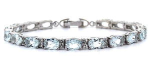 lot 13 image: 12.25 Carat Aquamarine & White Topaz Tennis Bracelet VIDEO