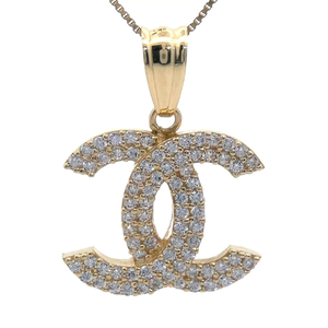 lot 40B image: NEW Interlocking CC PavPendant in 14k Yellow Gold VIDEO