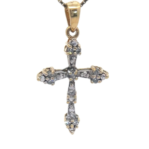 lot 45B image: Natural Diamond Celtic Cross Pendant in Yellow Gold VIDEO