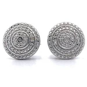 lot 39 image: Natural Diamond Round Medallion Stud Earrings VIDEO