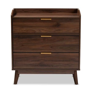 lot 22 image: set of 2--Lena 3-Drawer Walnut Chest