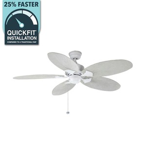 lot 29 image: Lillycrest 52 in. IndoorOutdoor Matte White Ceiling Fan with Downrod and Reversible Motor Light Kit Adaptable 702