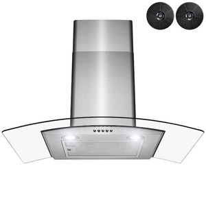 lot 50 image: Golden Vantage 30 in. Convertible Wall Mount Range Hood with LEDs, Push Control and Carbon Filters in Stainless Steel