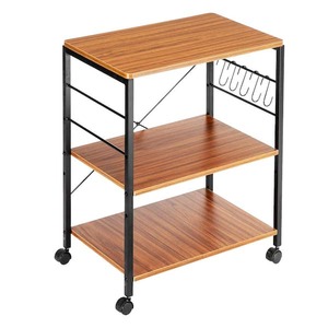 lot 67 image: Karl home  Modern Brown Kitchen Microwave Rack with Wheels