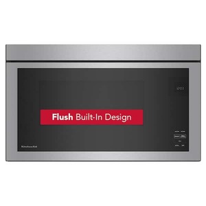lot 71 image: KitchenAid 30 in. W 1.1 cu. ft. Stainless Steel Flush Built-In 1000-Watt Over-the-Range Microwave Retails for $668.