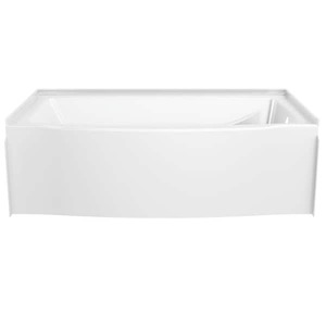 lot 77 image: Delta Classic 500 Curve 60 in. x 32 in. Alcove Deep Soaking Bathtub with Right Drain in High Gloss White, Minor damage