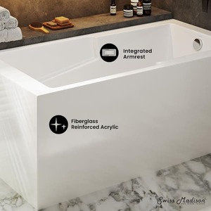 lot 85 image: Claire 60 in. Acrylic Right-Hand Drain Rectangular Alcove Bathtub in Glossy White