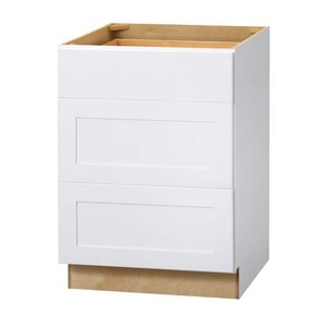 lot 95 image: Hampton Bay Avondale 24 in. W x 24 in. D x 34.5 in. H Ready to Assemble Plywood Shaker Drawer Base Kitchen Cabinet in Alpine White