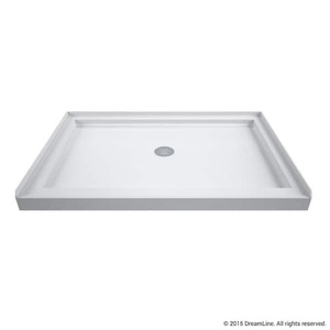 lot 121 image: DreamLine SlimLine 48 in. x 36 in. Single Threshold Alcove Shower Pan Base in White with Center Drain