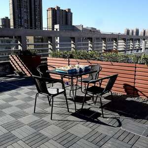 lot 165 image: AUTMOON 12 x 12 in. Plastic Interlocking Flooring Tiles Indoor and Outdoor Patio Garden Deck Poolside Balcony 44-Pack Gray