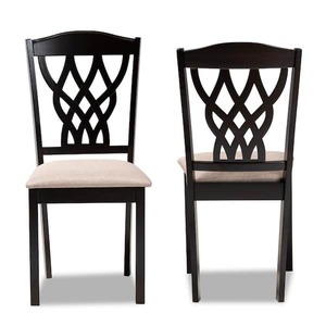 lot 168 image: Baxton Studio (Brand Rating 3.85) Delilah Sand and Dark Brown Fabric Dining Chair (Set of 2)