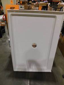 lot 52 image: Delta Classic 500 48 in. L x 34 in. W Alcove Shower Pan Base with Center Drain in High Gloss White