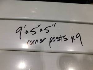 lot 119 image: (9) 5 in. x 5 in. x 9 ft. White Vinyl Routed Fence Corner Post