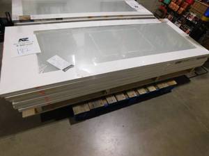 lot 182 image: lot of 6-- 32 in x 80 in No Panel Full Lite Solid Core Primed MDF Interior Slab with Sandblasted Privacy Glass