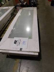 lot 184 image: lot of 7---28 in x 80 in No Panel Full Light Solid Core Primed MDF Interior Door Slab with Sandblasted Privacy Glass