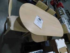 lot 192 image: Spruce & Spring Eden 6-Piece Oval Natural Wood Top Dining Table Set Seats 6 with Bench and 4 Dining Chairs Modern Style Dining Room Set