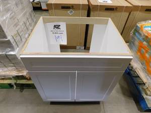 lot 194 image: Hampton Bay Designer Series Melvern Assembled 30x34.5x23.75 in. Sink Base Kitchen Cabinet in White