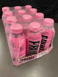 lot 32 image: SD 4 - Prime Strawberry Watermelon Hydration Drink 12 Pack - 16.9 oz Bottles BB 0824