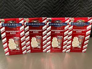 lot 44 image: IN 5 - Ghirardelli Snowmen Peppermint Bark, 4 Boxes (5.7 oz each, exp 04302025)