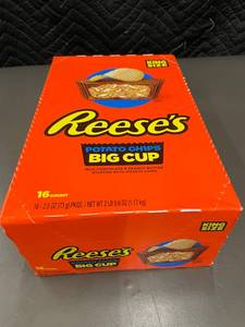 lot 120 image: Trol - Reeses Potato Chips Big Cup King Size 16-Count Bulk Box, BB 122024