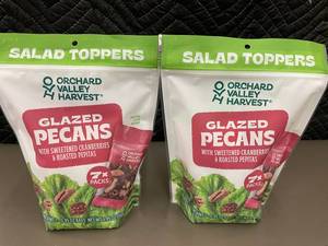 lot 161 image: GA 4 - 2 Bags Orchard Valley Harvest Glazed Pecans Salad Toppers, 7 Packs Each