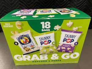 lot 203 image: AS 4 - Pirates Booty and SkinnyPop Grab & Go Popcorn Snack Variety, 18 Bags