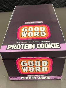 lot 370 image: RI 4 - Good Word Chocolate Chip Protein Cookie 12-Count, Gluten Free, Dairy Free (Best by 03162025)