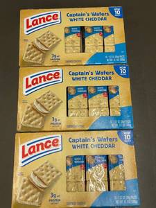 lot 470 image: UT 3 - Lance Captains Wafers White Cheddar Sandwich Crackers, 3 Boxes, 10 Packs Each