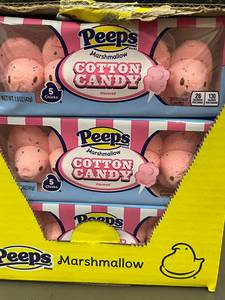 lot 589 image: NC 3 - Peeps Cotton Candy Marshmallow Chicks 5ct (24 Trays) Bulk Case - Best By 112025