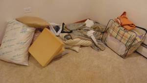 lot 50 image: Lot of Various Pillows, Comforter and Sheets