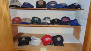 lot 70 image: Lot of Various Mens Hats Including Sioux, Green Bay and Jim Beam