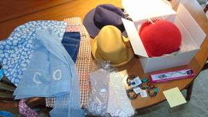 lot 81 image: Assorted Vintage Hats, Gloves, Aprons and Some Jewelry
