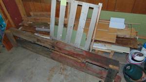 lot 106 image: Piles of Wood Pieces and Contents of 2 Cabinets
