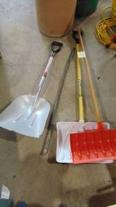 lot 125 image: 2- Snow Shovels, Craftsman Scoop and Metal Bar