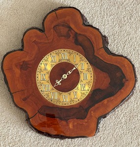 lot 108 image: Vintage Live Edge Style Wood Wall Clock