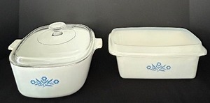 lot 115 image: Corning Ware Blue Cornflower Baking Dishes with Glass Lids - Set of