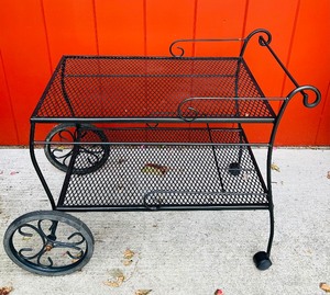 lot 116 image: Metal Mesh Patio Serving Cart with Wheels