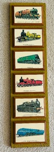 lot 47 image: Framed Set of 6 Vintage Train Illustration Plaques