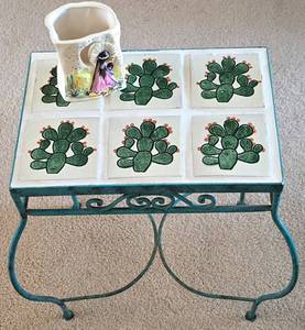 lot 71 image: Southwestern Style Steel Framed Plant Table & More