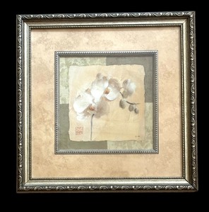 lot 34 image: White Orchid Crop Print in Decorative Frame by Cheri Blum