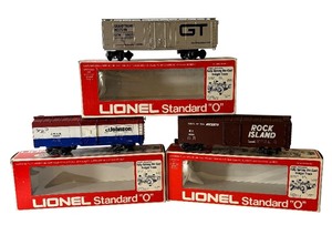 lot 67R image: Lionel Grand Trunk Western Reefer, Rock Island Box Car and Johnson Wax Box Car