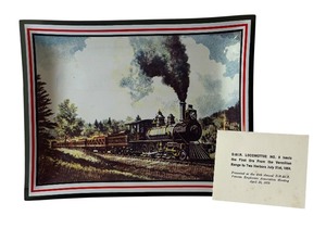 lot 85 image: D.&I.R. Locomotive No. 8 Commemorative Glass Plate