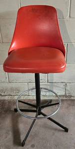 lot 131 image: Vintage  Orange Vinyl Upholstered Counter-Height Stool