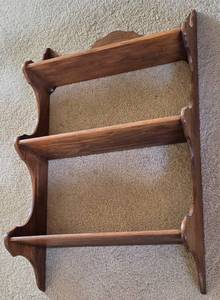 lot 199 image: Three-Shelf Wooden Wall Shelf