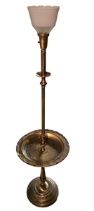 lot 204 image: Brass Floor Lamp with Glass Shade & Table