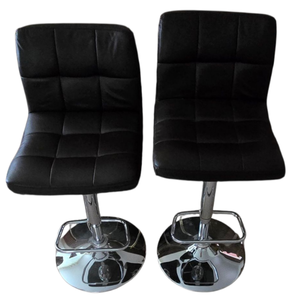 lot 228 image: Pair of Chrome Kitchen Stools with Black Vinyl Upholstery