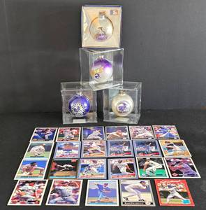 lot 280 image: Minnesota Vikings & Twins Ornament Selection Plus Numerous Baseball Trading Cards