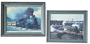 lot 150 image: Pair of Framed Train Prints