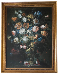 lot 205 image: Large Framed Floral Print on Board