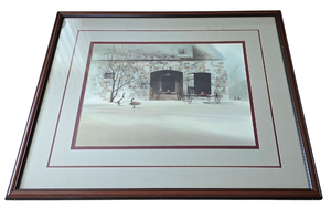 lot 229 image: Framed & Matted Farmhouse Scene Print